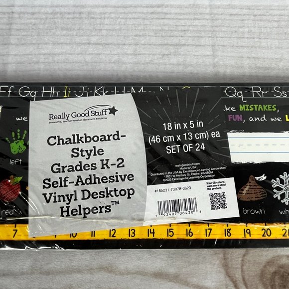 NEW Chalkboard-Style Grades K-2 Self-Adhesive Vinyl Desktop Helpers - 24 Pack - Picture 2 of 4